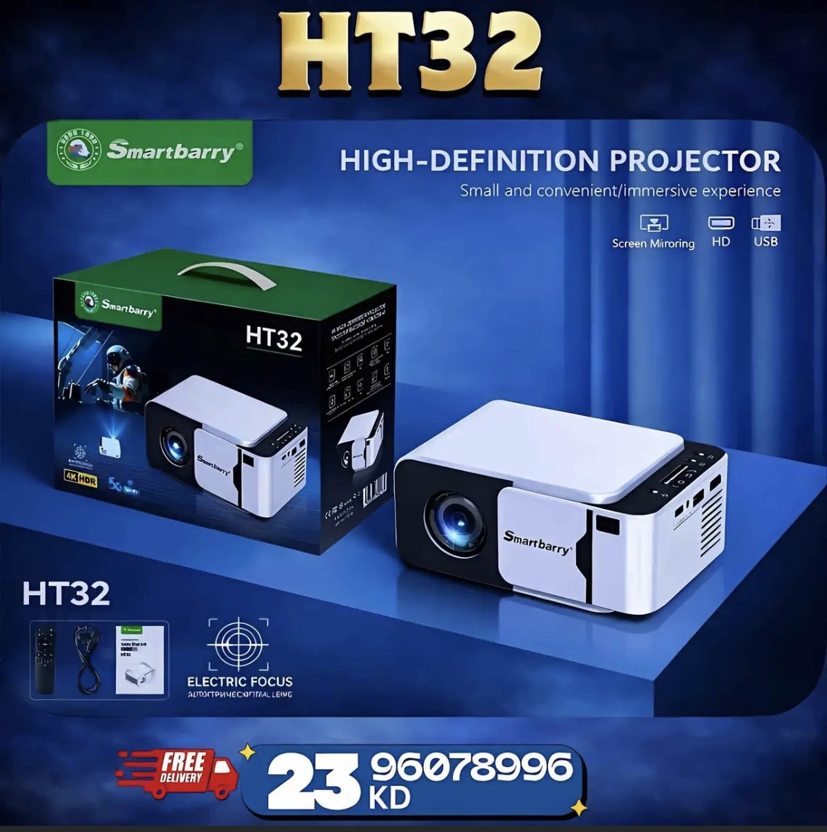 Smart Barry HT32 Android 4K Projector